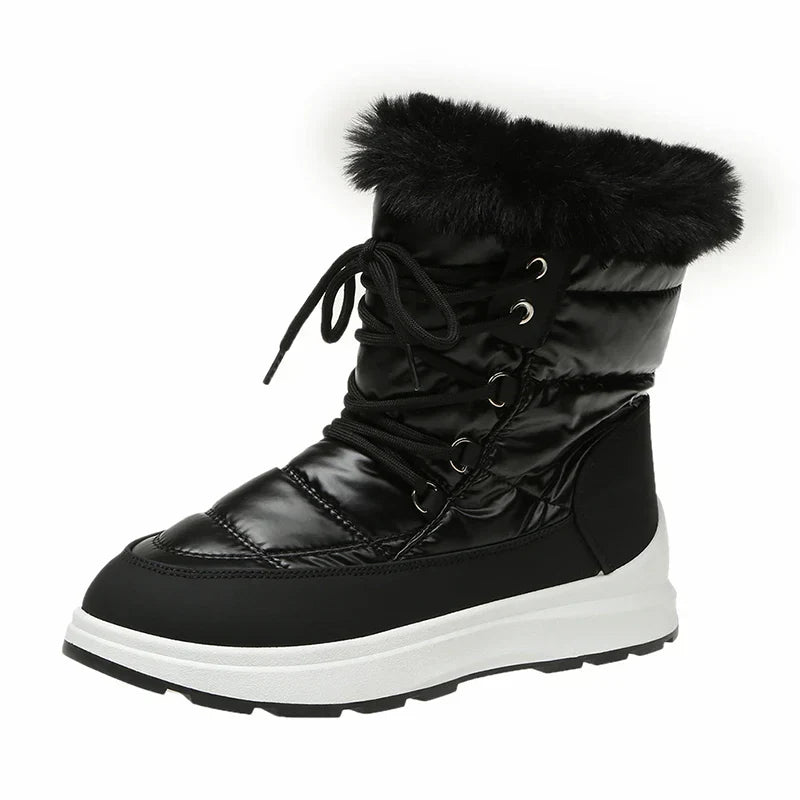 Bota Feminina Impermeável de Cadarço com Plataforma Para Inverno